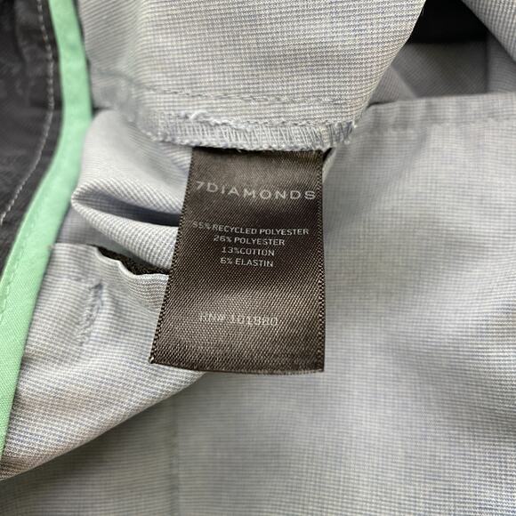 7 Diamonds Performance Shorts Mens 36x10 Blue Stretch Casual Golf Flat Front - Picture 12 of 14